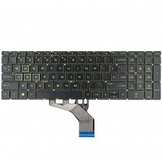 Клавіатура для HP Pavilion 15-DA 15-DB 15-DX 15-DR 15-DW 15-CX 15-CS, 250 255 G7, US, (чорна, з підсвіткою, зеленый шрифт)