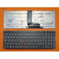 Клавиатура для HP EliteBook 8560W 8570W, LA, (без кириллицы, серая, с поинтстиком, Original)