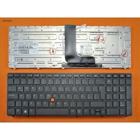 Клавиатура для HP EliteBook 8560W 8570W, LA, (без кириллицы, серая, с поинтстиком, Original)