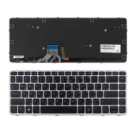 Клавиатура для HP EliteBook Folio 1040 G1, RU, (черная с серой рамкой, с подсветкой, 736933-251)