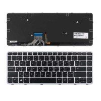 Клавиатура для HP EliteBook Folio 1040 G1, RU, (черная с серой рамкой, с подсветкой, 736933-251)