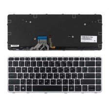 Клавиатура для HP EliteBook Folio 1040 G1, RU, (черная с серой рамкой, с подсветкой, 736933-251)