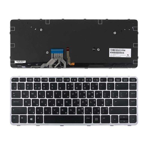 Клавіатура для HP EliteBook Folio 1040 G1, RU, (чорна з сірою рамкою, з підсвіткою, 736933-251)