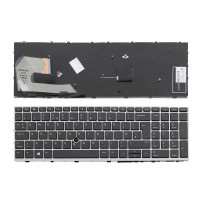 Клавиатура для HP Elitebook 850 G5 G6 755 G5, ZBook 15u G5 G6, UK, (черная, серая рамка, трекпоинт)
