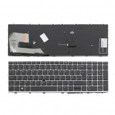 Клавиатура для HP Elitebook 850 G5 G6 755 G5, ZBook 15u G5 G6, UK, (черная, серая рамка, трекпоинт)