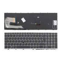 Клавиатура для HP Elitebook 850 G5 G6 755 G5, ZBook 15u G5 G6, UK, (черная, серая рамка, трекпоинт)