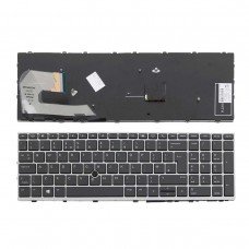 Клавіатура для HP Elitebook 850 G5 G6 755 G5, ZBook 15u G5 G6, UK, (чорна, сіра рамка, трекпоінт)