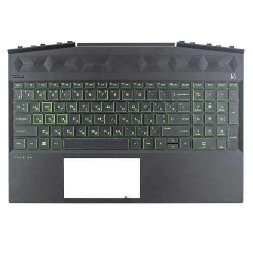 Корпус верхняя крышка для ноутбука HP Pavilion Gaming 15-dk 15t-dk TPN-C141 series, RU/UA (Green, L57593-001, L57593-251, топкейс с клавиатурой)