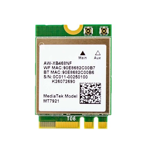 Плата WiFi+Bluetooth AzureWave AW-XB468NF MT7921LE (M.2 2230, WiFi6 AX+BT5.2, MIMO 2x2, 0C011-00250100, 0C012-00150000)