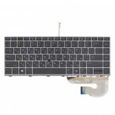 Клавіатура для HP EliteBook 745 840 G5 G6, RU/UA, (Black, Gray Frame, Backlit, PointStick)