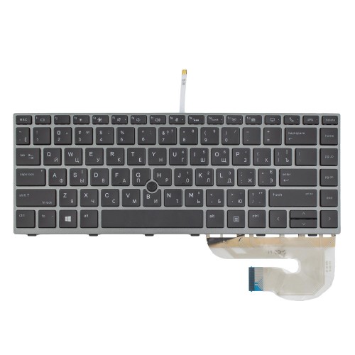 Клавіатура для ноутбука HP EliteBook 745 840 G5 G6, RU/UA, (Black, Gray Frame, Backlit, PointStick)