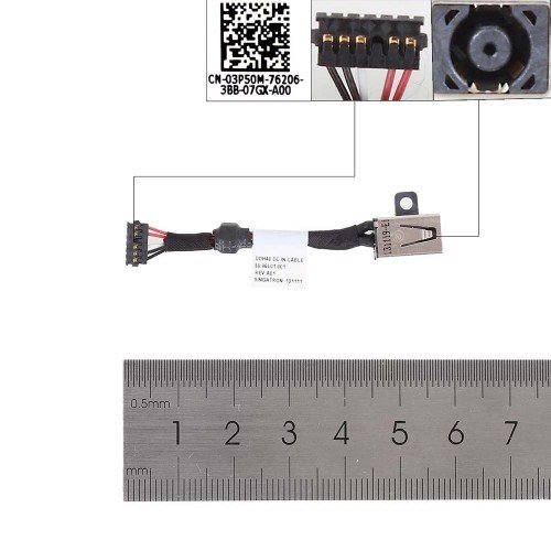 Разъем гнездо питания для ноутбука Dell Inspiron P42G 14-7437 14 7000 7437 Series, (3P50M 03P50M 50.46L01.001 DOH40, с проводом/кабелем)