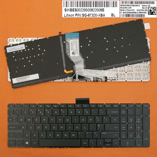 Клавиатура для ноутбука HP 250 255 G6 15-BS 15-BW 15-CC 15-CD 15-CB, UK, (черная, с подсветкой)