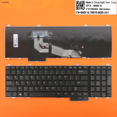 Клавіатура для Dell Latitude E5540, US, чорна (без кирилиці)