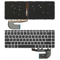 Клавіатура для HP EliteBook 745 840 G3 G4, US, (Black, Silver frame, Backlit)