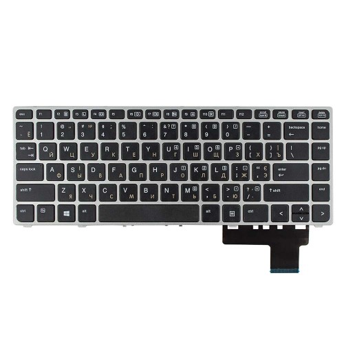 Клавиатура для ноутбука HP EliteBook Folio 9470m 9480m, RU/UA, (черная с серой рамкой, Аналог)