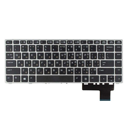 Клавіатура для HP EliteBook Folio 9470m 9480m, RU/UA, (чорна з сірою рамкою, Аналог)