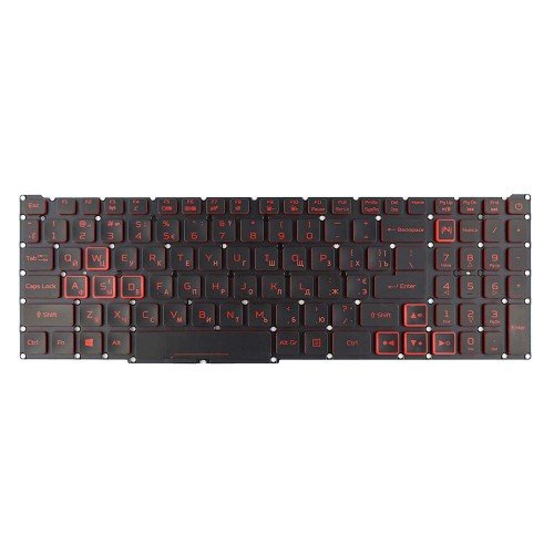 Клавіатура для ноутбука Acer AN515-43 AN515-54 AN515-55 AN517-51 PH315-52 PH315-53, RU, (Black/Red, Red backlight, Original)
