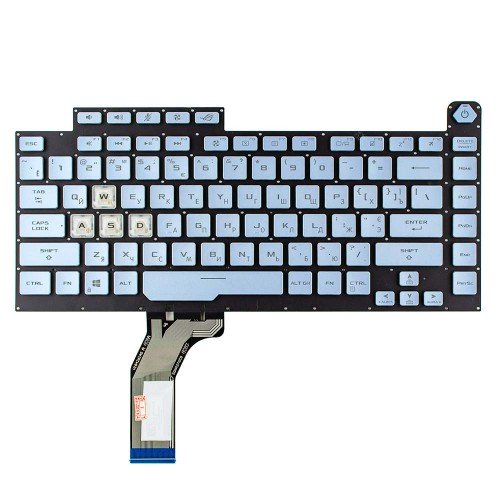 Клавіатура для ноутбука Asus G531GU GL531GU PX531GU G531GD G531GT series, RU/UA, (silver-blue, RGB підсвітка)