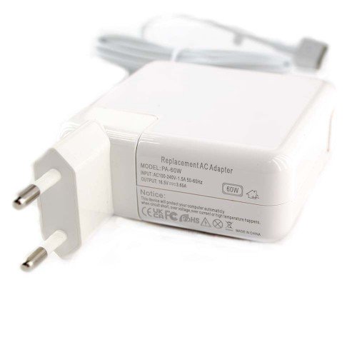 Блок живлення для Apple MagSafe2 16.5V, 3.65A, 60W, білий, Т-подібний роз'єм MagSafe2, з євро-адаптером