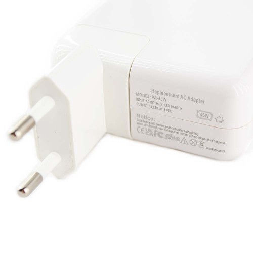 Блок живлення для Apple MagSafe2 14.85V, 3.05A, 45W, білий, Т-подібний роз'єм MagSafe2, з євро-адаптером