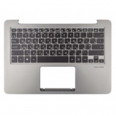 Корпус верхняя крышка для Asus UX310UA UX310UQ UX410UA UX410UQ series, RU/UA, (Gray, топкейс с клавиатурой с подсветкой, 90NB0CJ1-R31UA0, C Cover, Original)