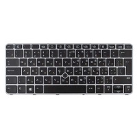 Клавиатура для HP EliteBook 725 820 828 G3 820 G4, RU/UA, (черная, серая рамка, с поинтстиком, 6037B0113035, 813302-251, 826631-251, Original)