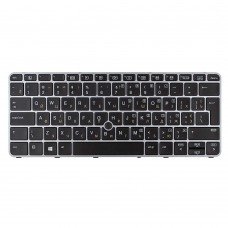 Клавіатура для HP EliteBook 725 820 828 G3 820 G4, RU/UA, (чорна, сіра рамка, з поінтстиком, 6037B0113035, 813302-251, 826631-251, Original)