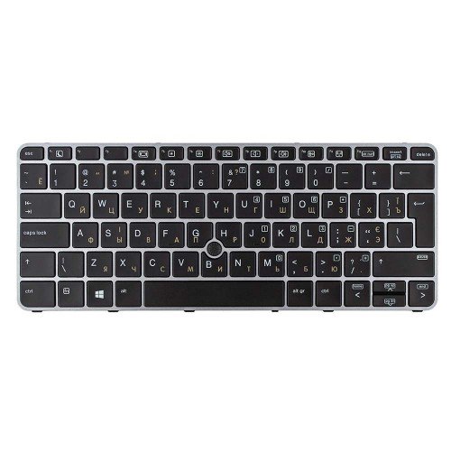 Клавіатура для ноутбука HP EliteBook 725 820 828 G3 820 G4, RU/UA, (чорна, сіра рамка, з поінтстиком, 6037B0113035, 813302-251, 826631-251, Original)