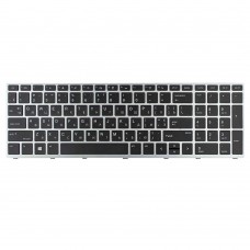Клавиатура для HP Probook 450 G5 455 G5 470 G5, RU/UA, (серебристая рамка, с подсветкой)