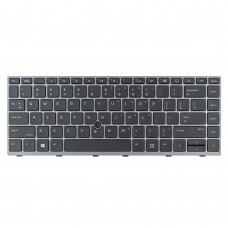 Клавиатура для HP EliteBook 745 840 G5 G6, US, (с поинтстиком, черная, серая рамка, Original)