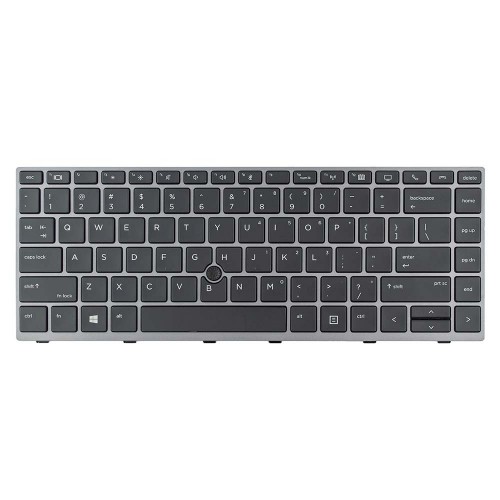 Клавиатура для ноутбука HP EliteBook 745 840 G5 G6, US, (с поинтстиком, черная, серая рамка, Original)