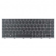 Клавіатура для HP EliteBook 745 840 G5 G6, US, (з поінтстиком, чорна, сіра рамка, Original)
