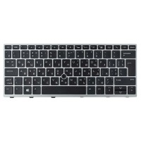Клавиатура для HP EliteBook 735 830 836 G5 G6, RU/UA, (чорна з сірою рамкою, з підсвіткою, з поінтстіком, Original)