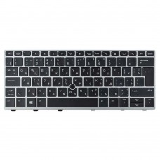 Клавиатура для HP EliteBook 735 830 836 G5 G6, RU/UA, (черная с серой рамкой, с подсветкой, с поинтстиком, Original)