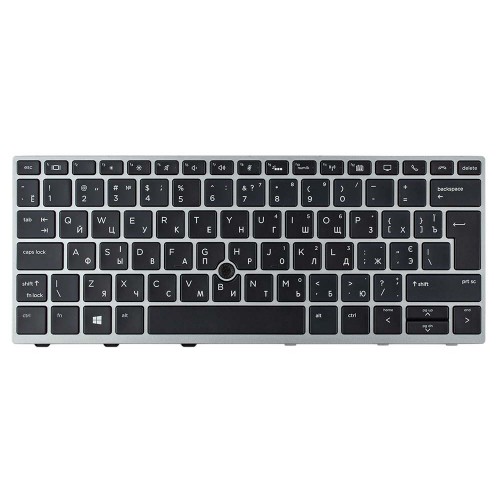 Клавиатура для ноутбука HP EliteBook 735 830 836 G5 G6, RU/UA, (чорна з сірою рамкою, з підсвіткою, з поінтстіком, Original)