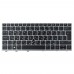 Клавиатура для ноутбука HP EliteBook 735 830 836 G5 G6, RU/UA, (чорна з сірою рамкою, з підсвіткою, з поінтстіком, Original)