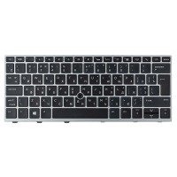 Клавиатура для HP EliteBook 735 830 836 G5 G6, RU/UA, (черная с серой рамкой, с подсветкой, с поинтстиком, Original)