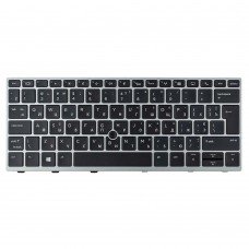 Клавиатура для HP EliteBook 735 830 836 G5 G6, RU/UA, (чорна з сірою рамкою, з підсвіткою, з поінтстіком, Original)