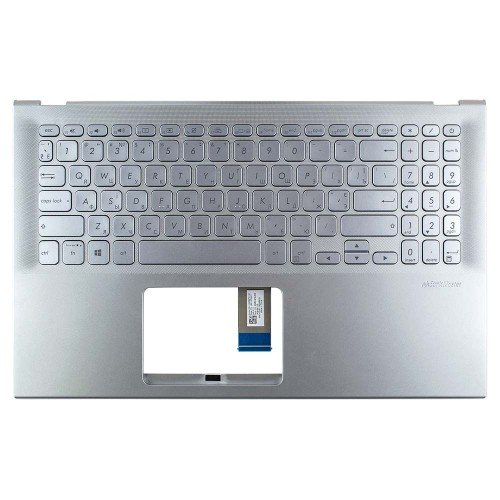 Корпус верхняя крышка для ноутбука Asus A512 F512 K512 R512 S512 X512 series, RU/UA, (Silver, топкейс с клавиатурой с подсветкой, 90NB0M92-R32UA0, C Cover, Original)