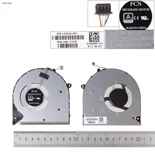Вентилятор для ноутбука HP 15-DW 15-DU 250 255 256 G8 G9, (DC 5V 0.5A, FCN FLG0 DFS5K12114464N, DC28000N6F0, L52034-001, Original)