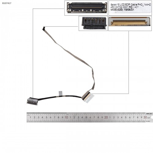 Шлейф матриці для ноутбука Dell G3 3590 P89F201 P89F series, (eDP 40pin 144Hz, 0936X2, 450.0H702.0001, Аналог)