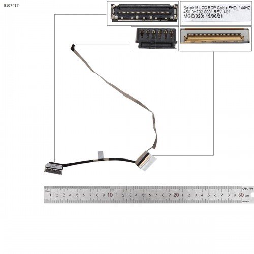 Шлейф матрицы для ноутбука Dell G3 3590 P89F201 P89F series, (eDP 40pin 144Hz, 0936X2, 450.0H702.0001, Аналог)