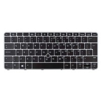 Клавіатура для HP EliteBook 725 820 828 G3 820 G4, US, (чорна, сіра рамка, з поінтстиком, 6037B0113035, 813302-001, 826631-001, Original)