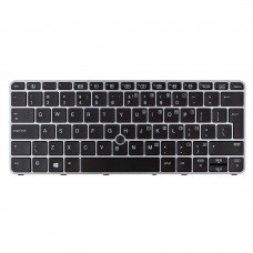 Клавіатура для HP EliteBook 725 820 828 G3 820 G4, US, (чорна, сіра рамка, з поінтстиком, 6037B0113035, 813302-001, 826631-001, Original)