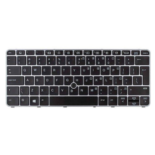 Клавіатура для ноутбука HP EliteBook 725 820 828 G3 820 G4, US, (чорна, сіра рамка, з поінтстиком, 6037B0113035, 813302-001, 826631-001, Original)