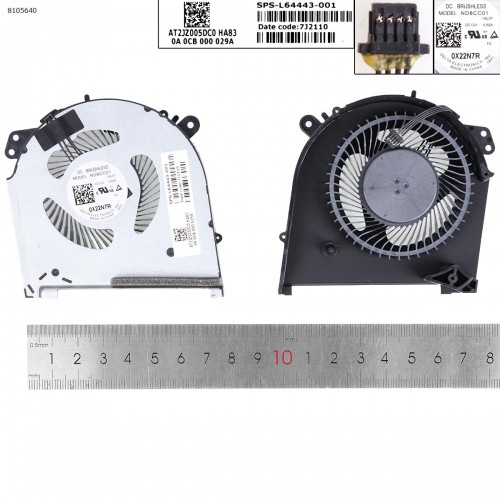 Вентилятор для ноутбука HP Omen 15-DH 15T-DH TPN-C143, (12V GPU Fan, L64445-001, ND8CC01-18L07, Original)
