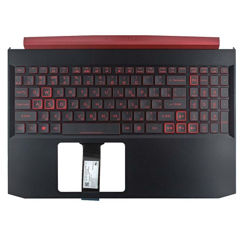 Корпус верхняя крышка для ноутбука Acer Aspire Nitro AN515-54, RU/UA, (Black, топкейс+клавиатура с подсветкой, 6B.Q5AN2.009, 6B.Q5BN2.009, C Cover, Original)