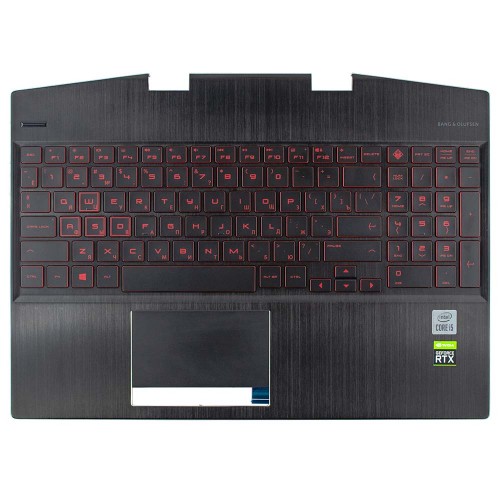 Корпус верхняя крышка для ноутбука HP Omen 15T-DH 15-DH series, RU, (Black+Red, топкейс+клавиатура с подсветкой, L57324-251, Original)