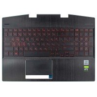 Корпус верхняя крышка для HP Omen 15T-DH 15-DH series, RU, (Black+Red, топкейс+клавиатура с подсветкой, L57324-251, Original)